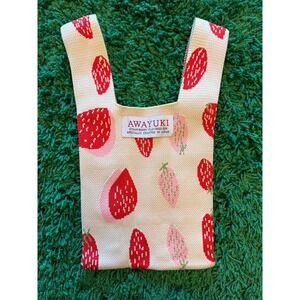 Awayuki Knit Tote Bag Womens Small Cream Excellent Strawberry Gin Promo Japan